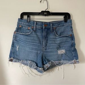 madewell high-rise denim shorts